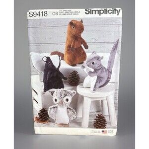 UC Simplicity S9418 Sew Pattern Stuffed Animals Squirrel Beaver Skunk Owl Plush